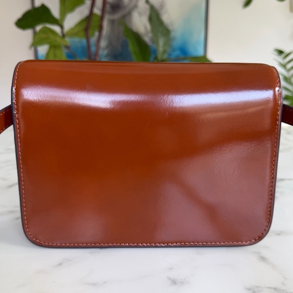 Tory Burch Robinson Spazzolato Leather Shoulder Bag Dark Sienna Brown Patent - Picture 4 of 16